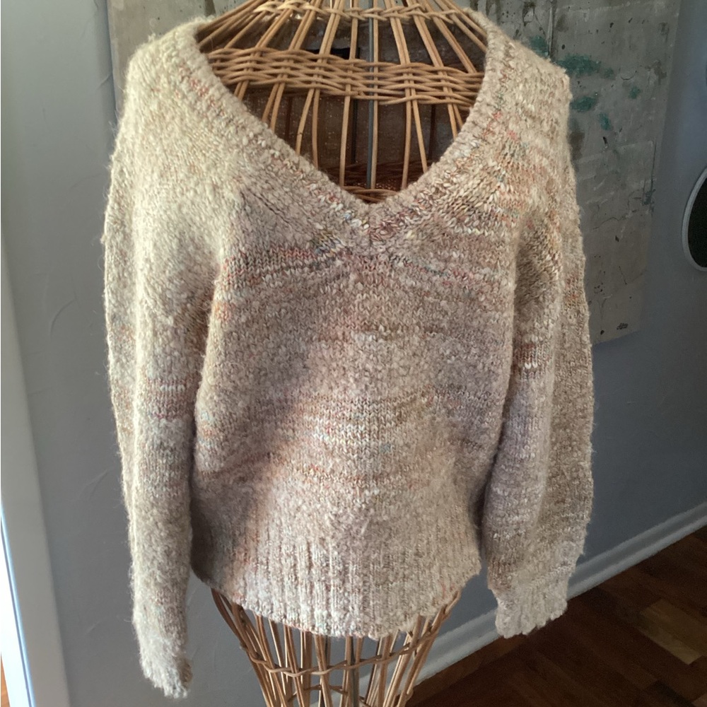J. Crew Cream V-Neck Sweater